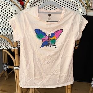 Tea Collection Girls Short Sleeve Pink Butterfly T-Shirt Size 16